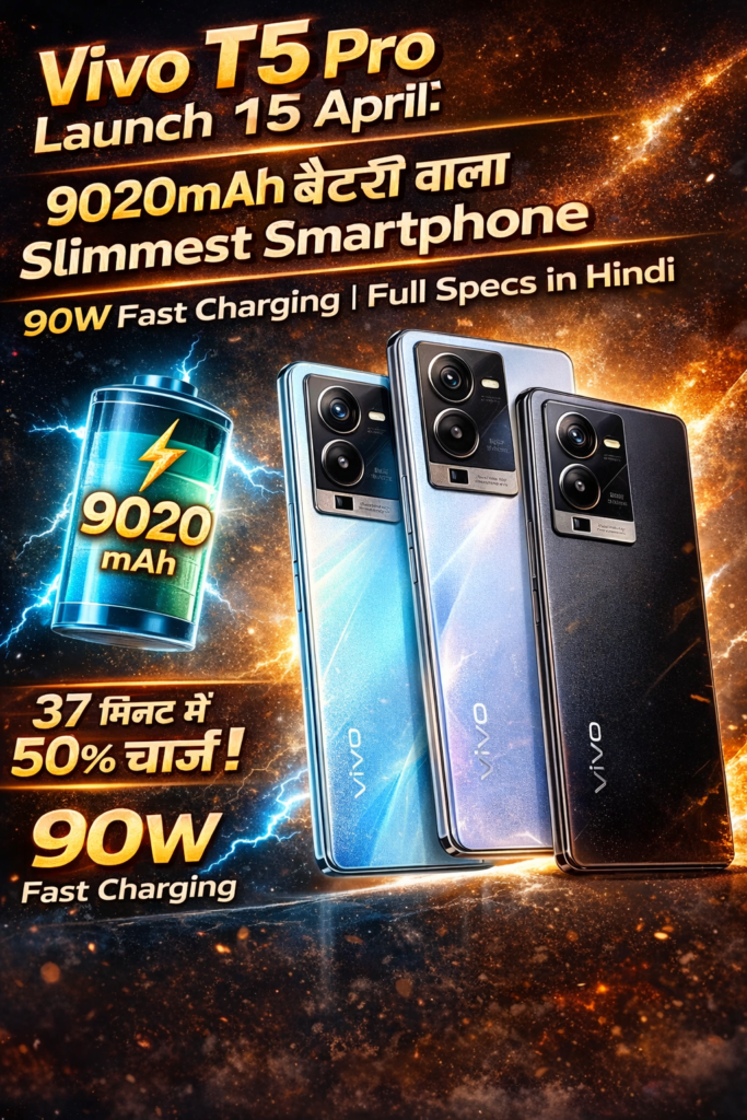 Vivo T5 Pro Launch: 9020mAh बैटरी वाला दुनिया का सबसे पतला फोन! जानें फीचर्स और कीमत